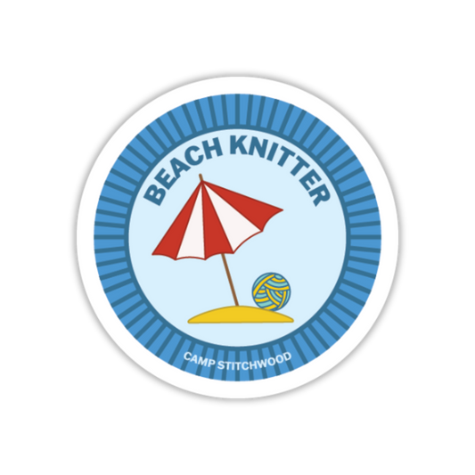Beach Knitter Badge Sticker