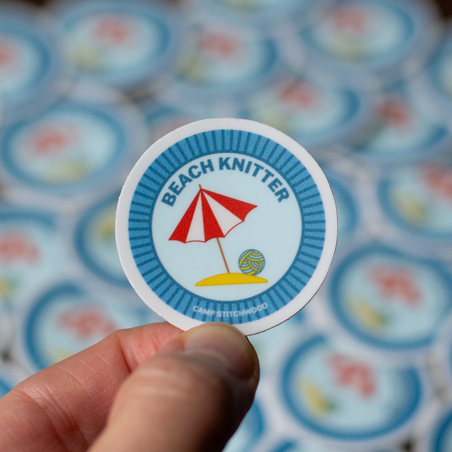 Beach Knitter Badge Sticker