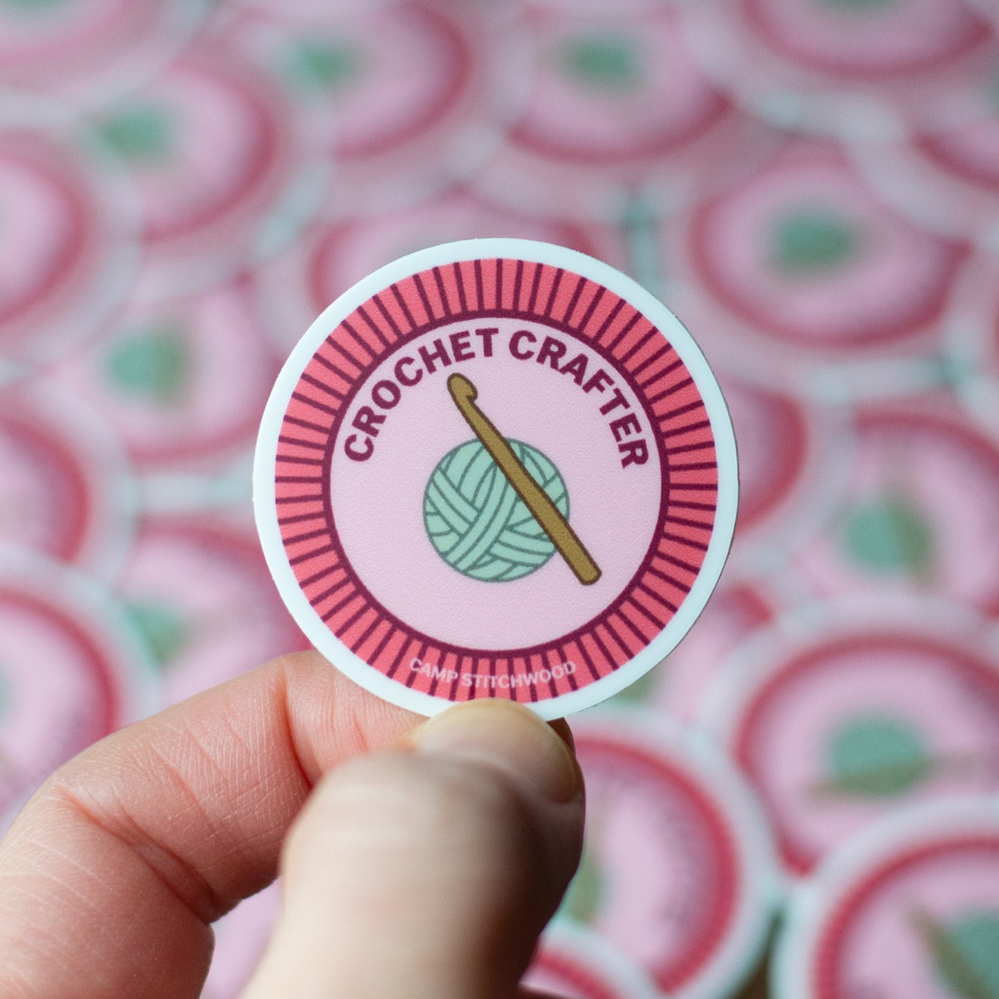 Crochet Crafter Merit Badge Sticker