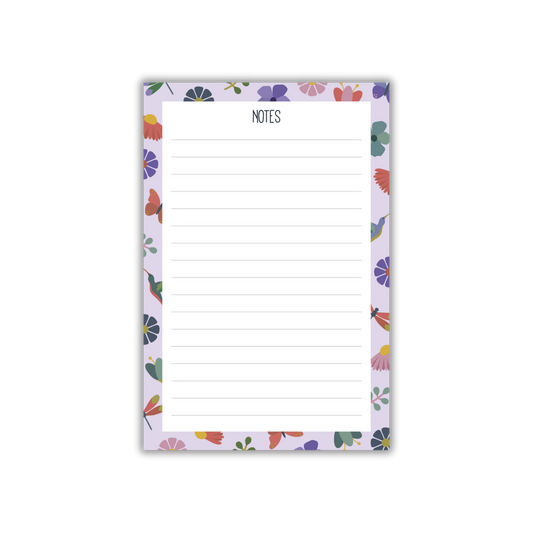 Floral-patterned notepad with 'Notes' text on a white background