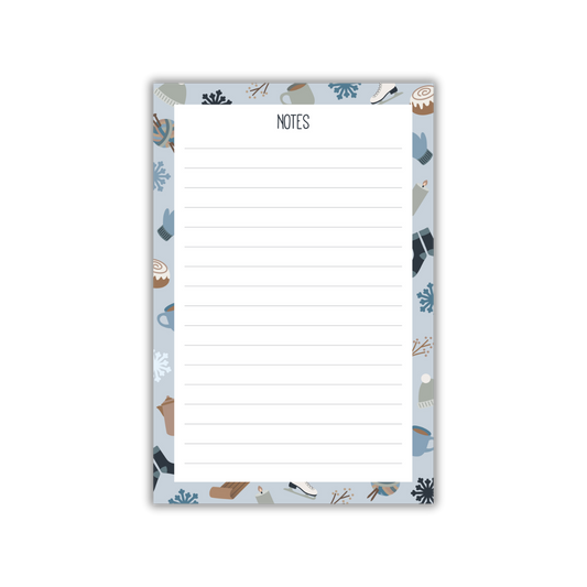Notepad with a decorative border on a white background