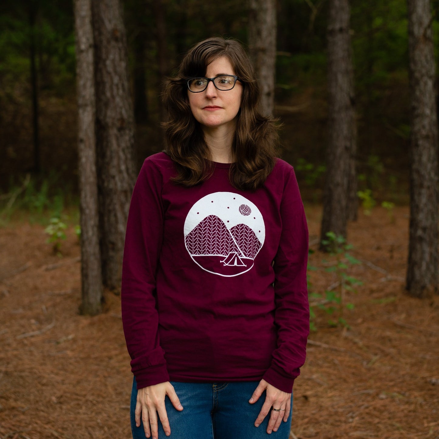 Camping long sleeve t-shirt for knitters