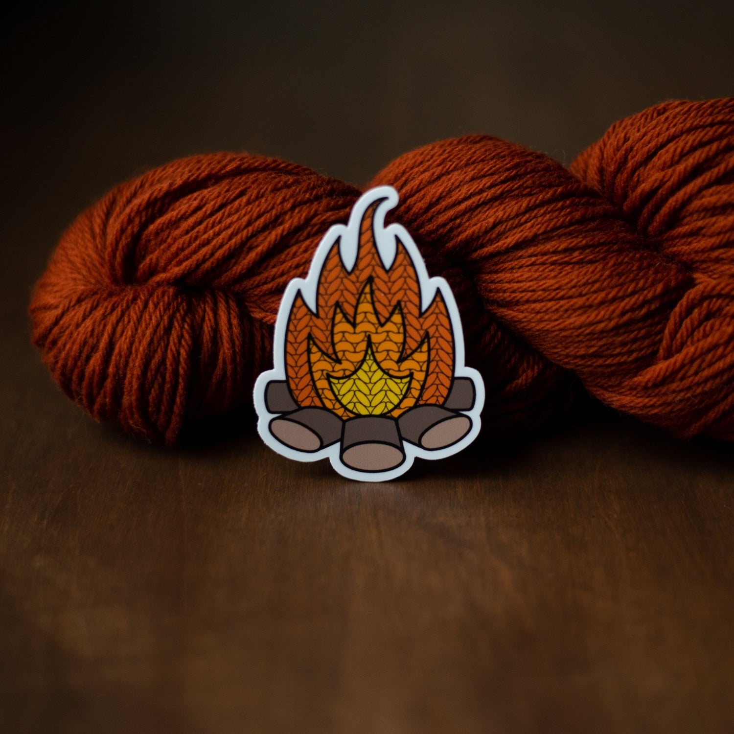 Campfire vinyl knitting sticker