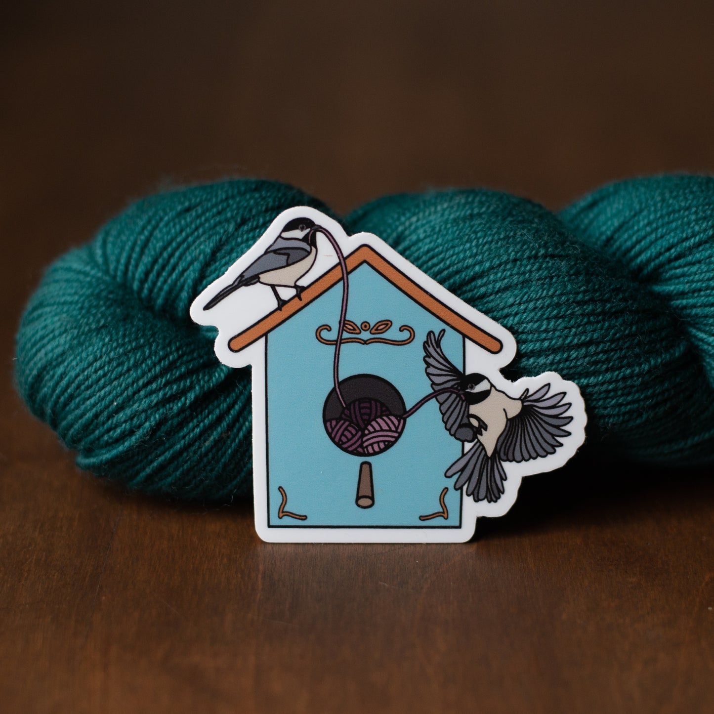 Chickadee birdhouse sticker