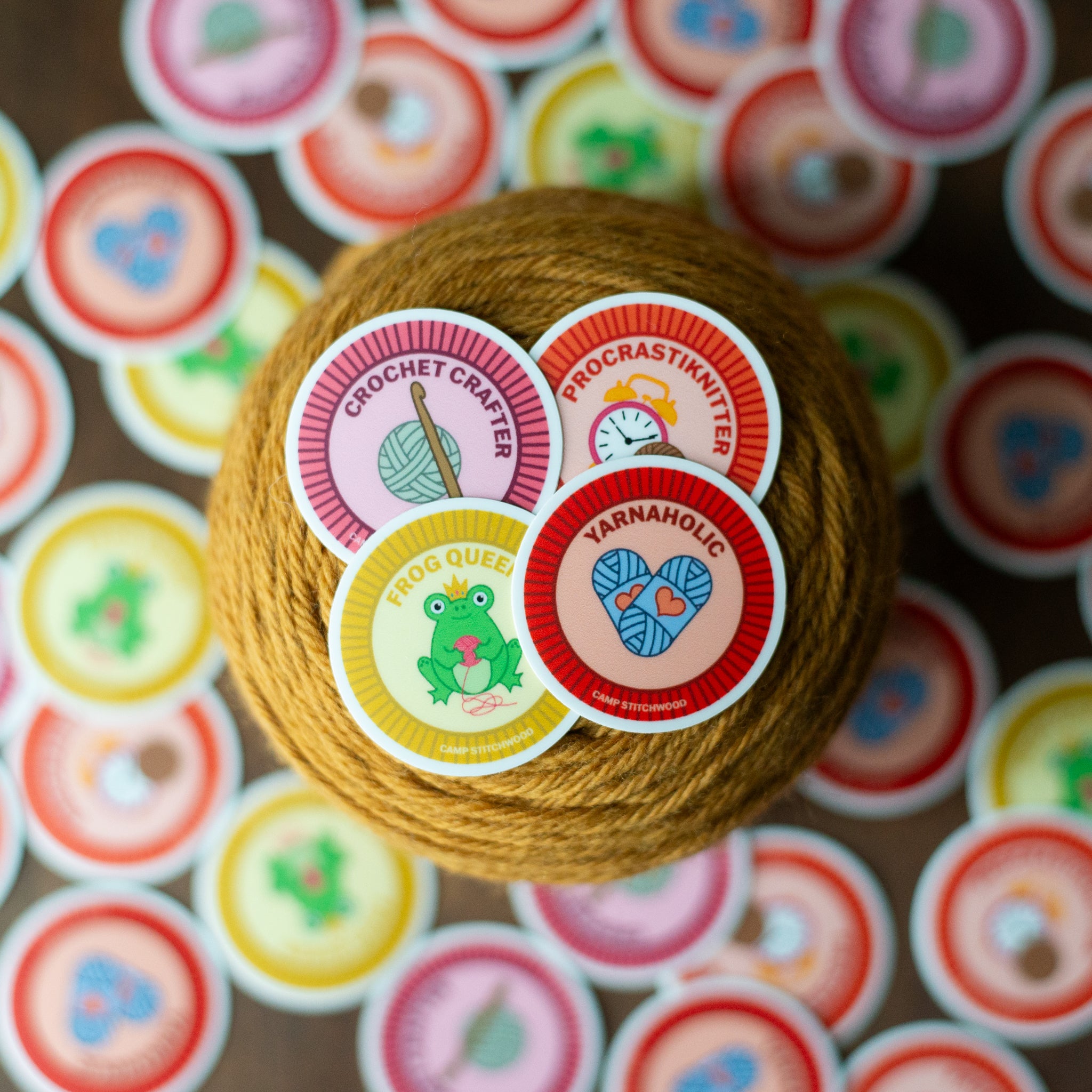 Sticker Stack Badges BADGE STICKERS – Camp Stitchwood