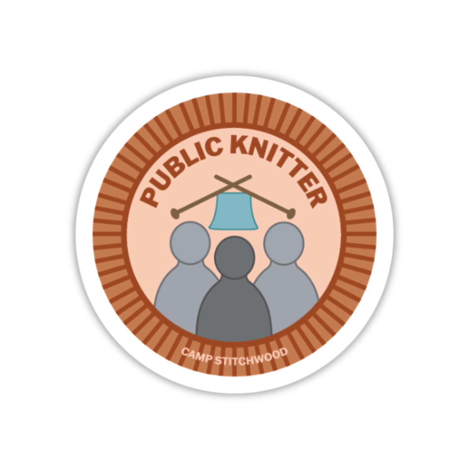 Public Knitter Badge Sticker – Camp Stitchwood