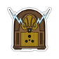 Sticker of a vintage radio with lightning bolts on a white background