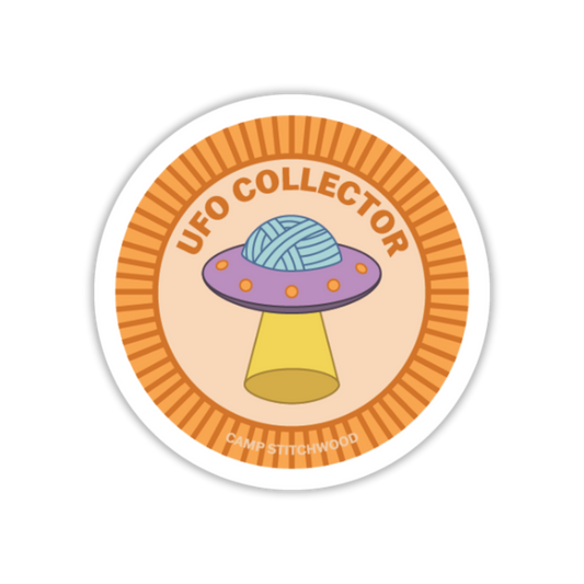 Sticker with UFO design and 'UFO Collector' text on a white background