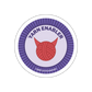 Circular sticker with a red yarn ball and 'Yarn Enabler' text on a white background