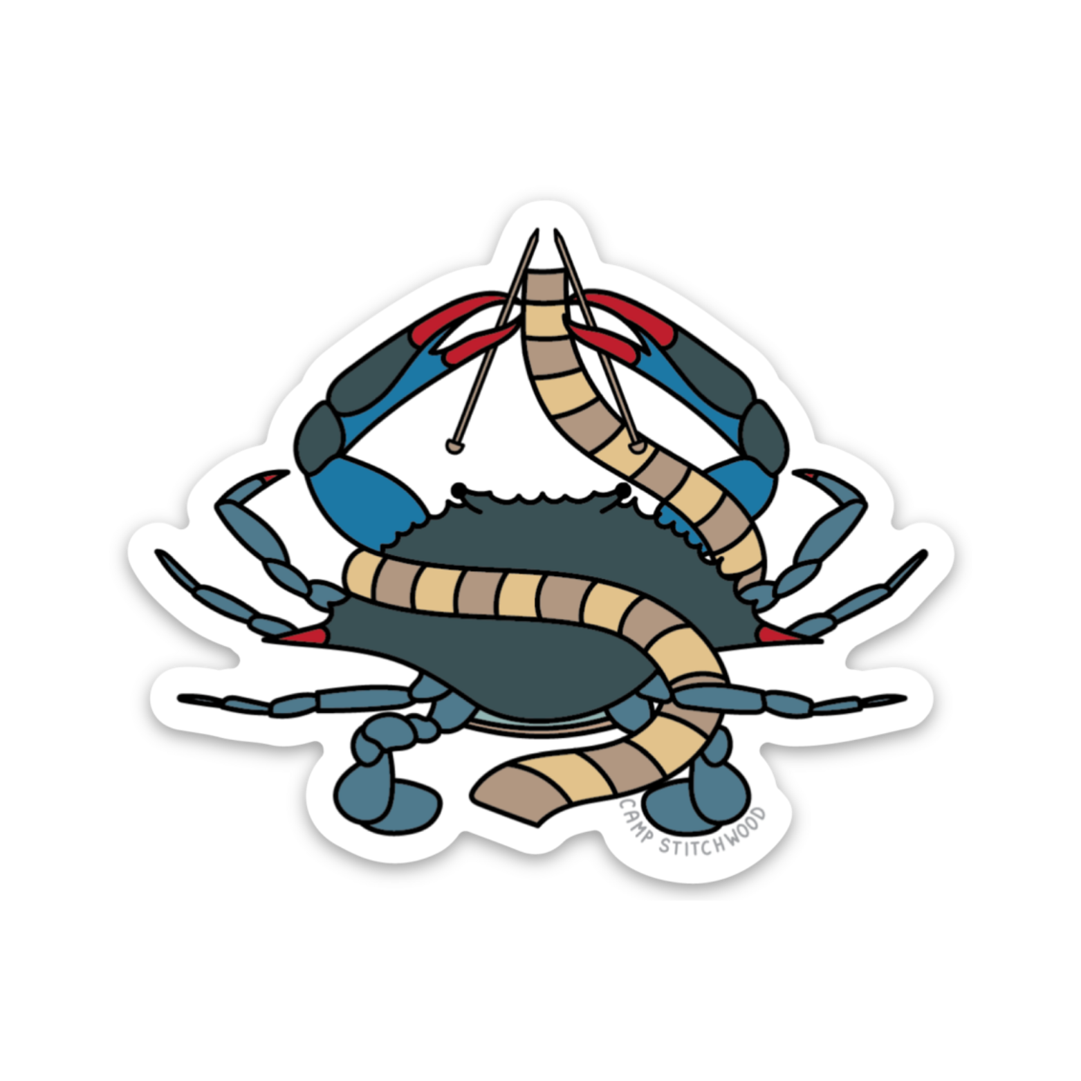 Crab Knitter Sticker – Camp Stitchwood