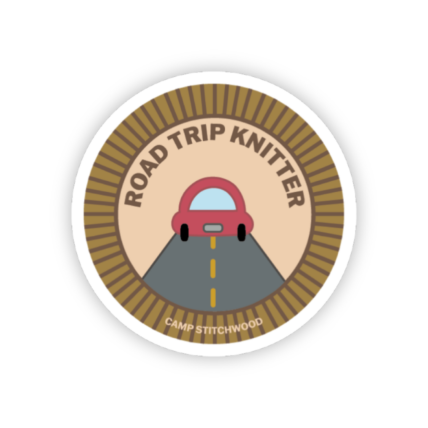 Road Trip Knitter Badge Sticker – Camp Stitchwood