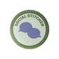 Circular logo with 'Social Stitcher' text and speech bubbles on a white background