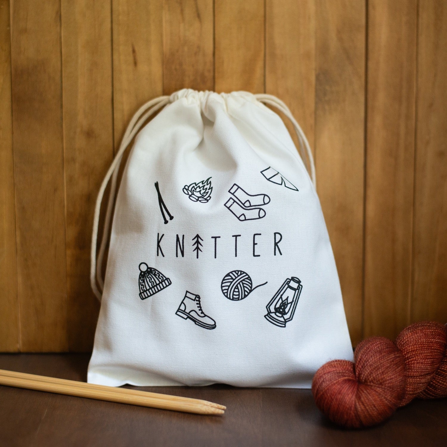 Tree Knitter Drawstring Bag