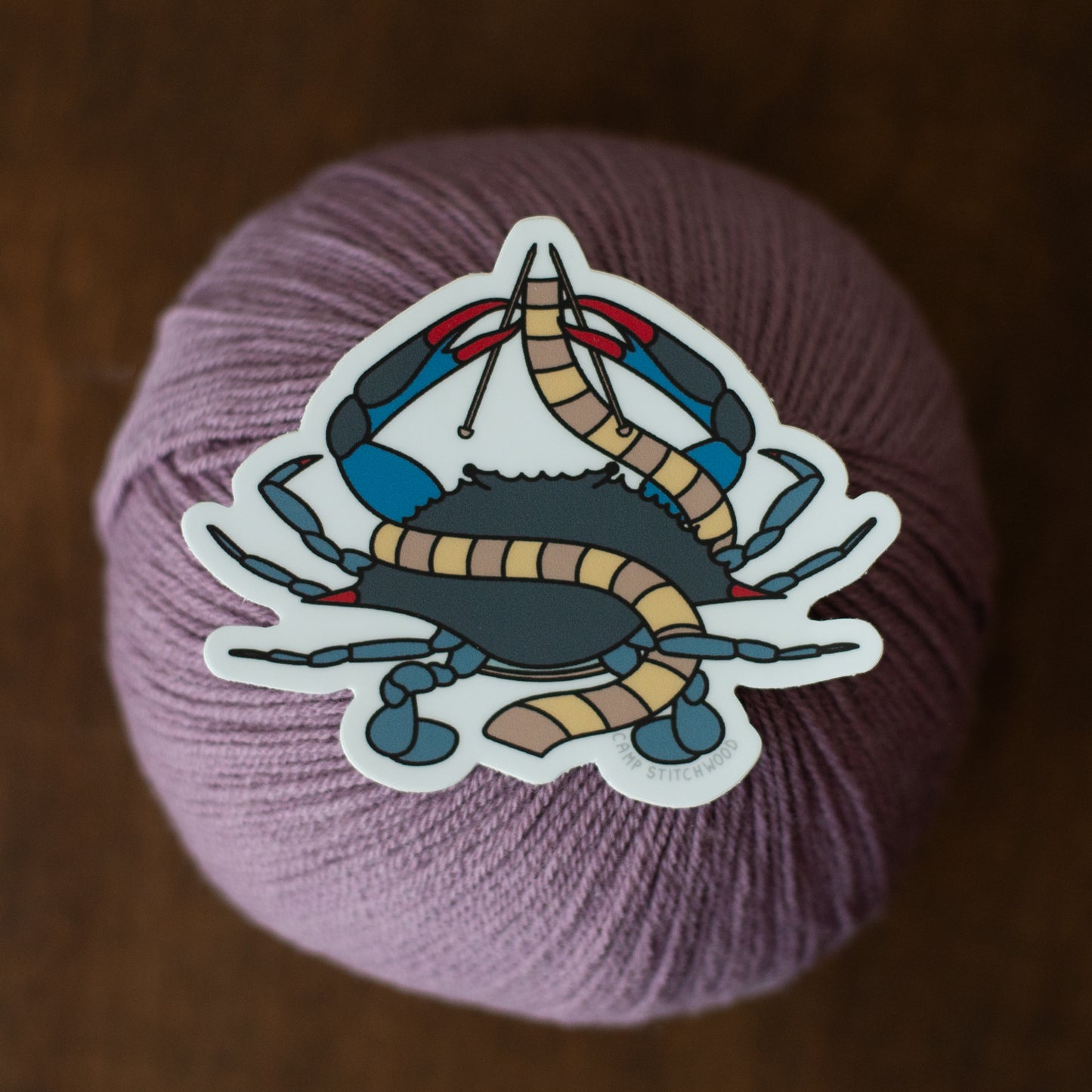 Crab Knitter Sticker – Camp Stitchwood
