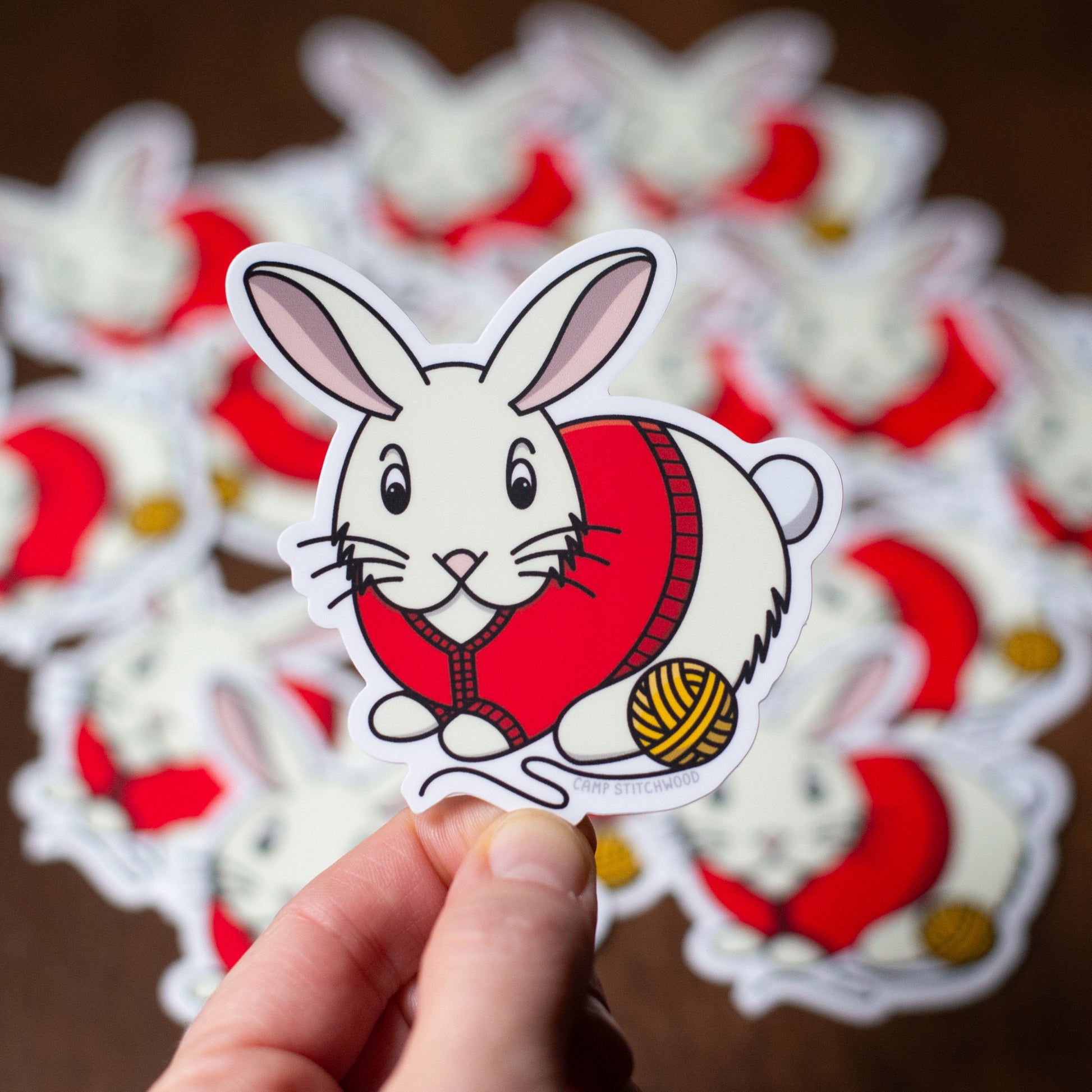 Bunny Knitter Sticker – Camp Stitchwood