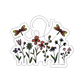 Sticker with flowers and dragonflies on a white background