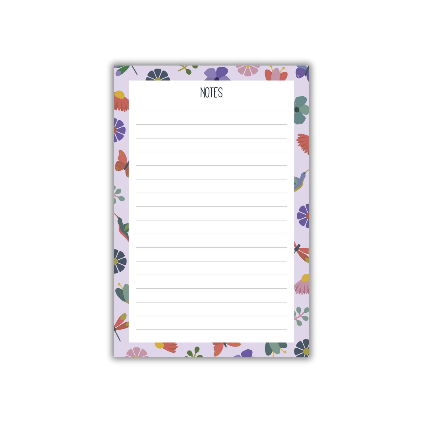 Floral-patterned notepad with 'Notes' text on a white background