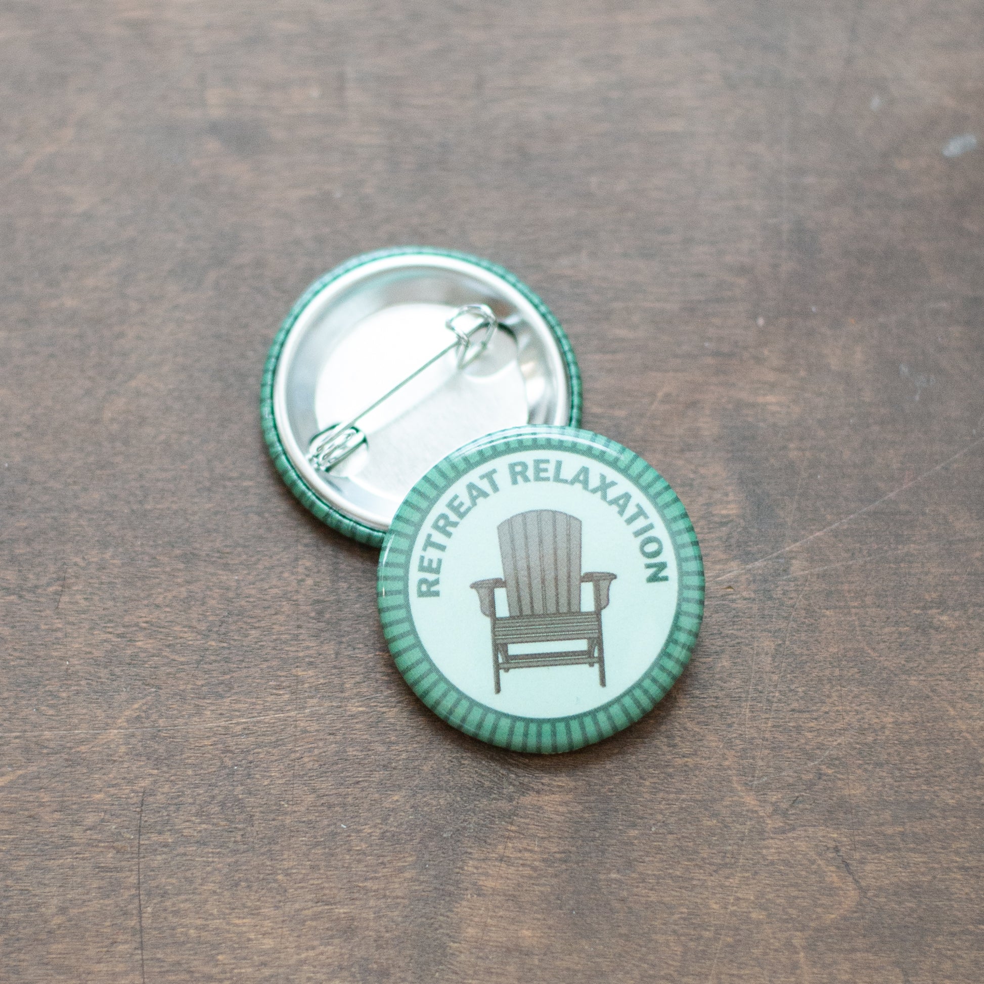 Retreat Relaxation badge on top of an upside down badge