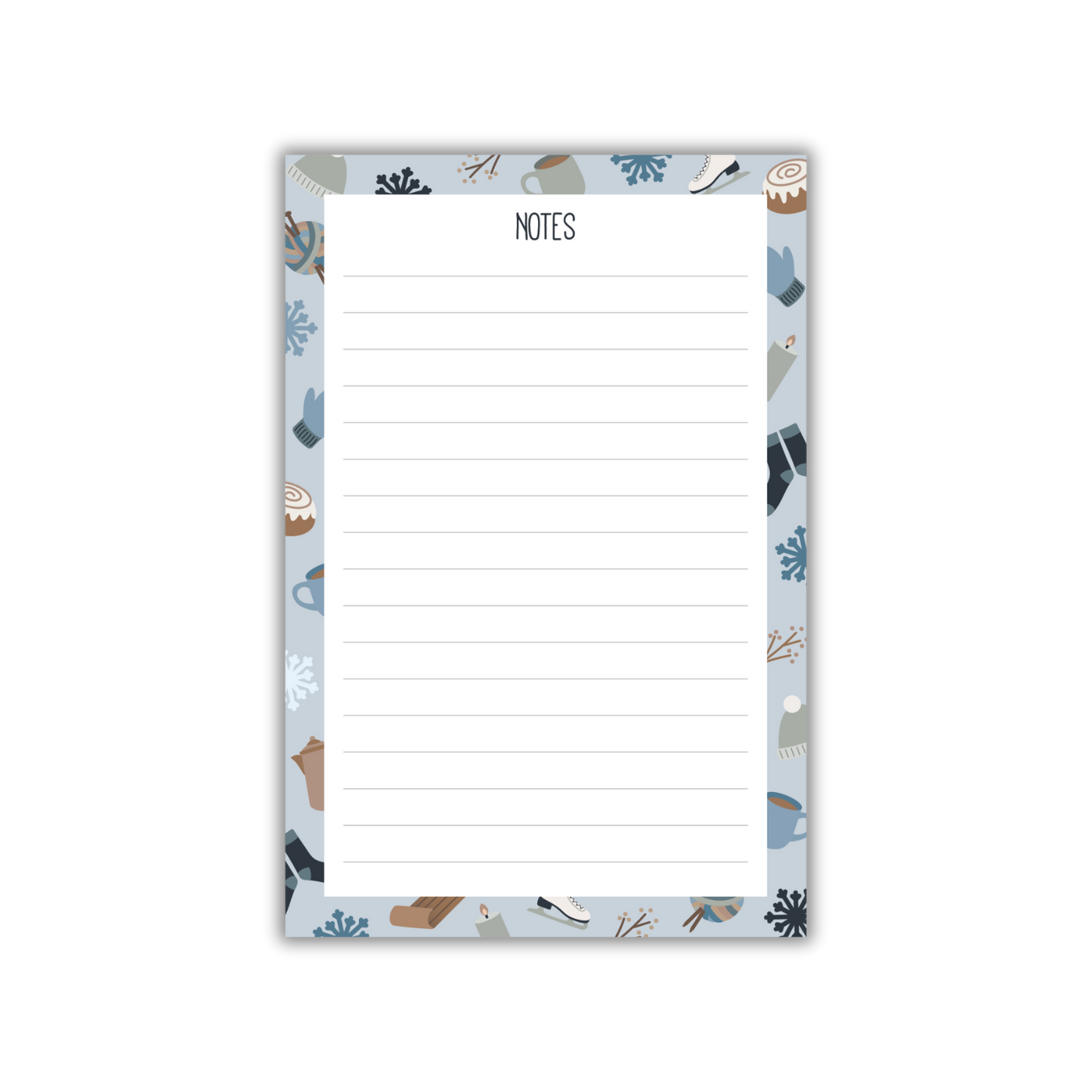 Notepad with a decorative border on a white background