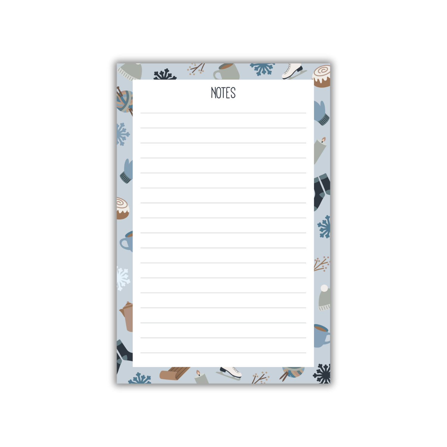 Notepad with a decorative border on a white background