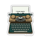 Sticker of a typewriter with 'i love yarn' text on a white background