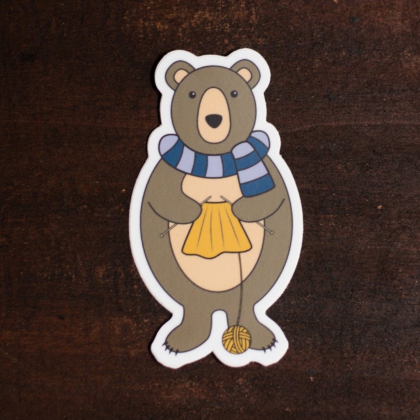 Bear with scarf vinyl knitting sticker by adKnits