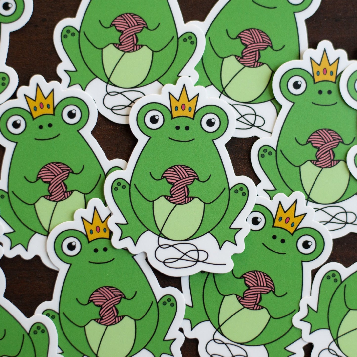 Frog Queen Vinyl Knitting Sticker by adKnits