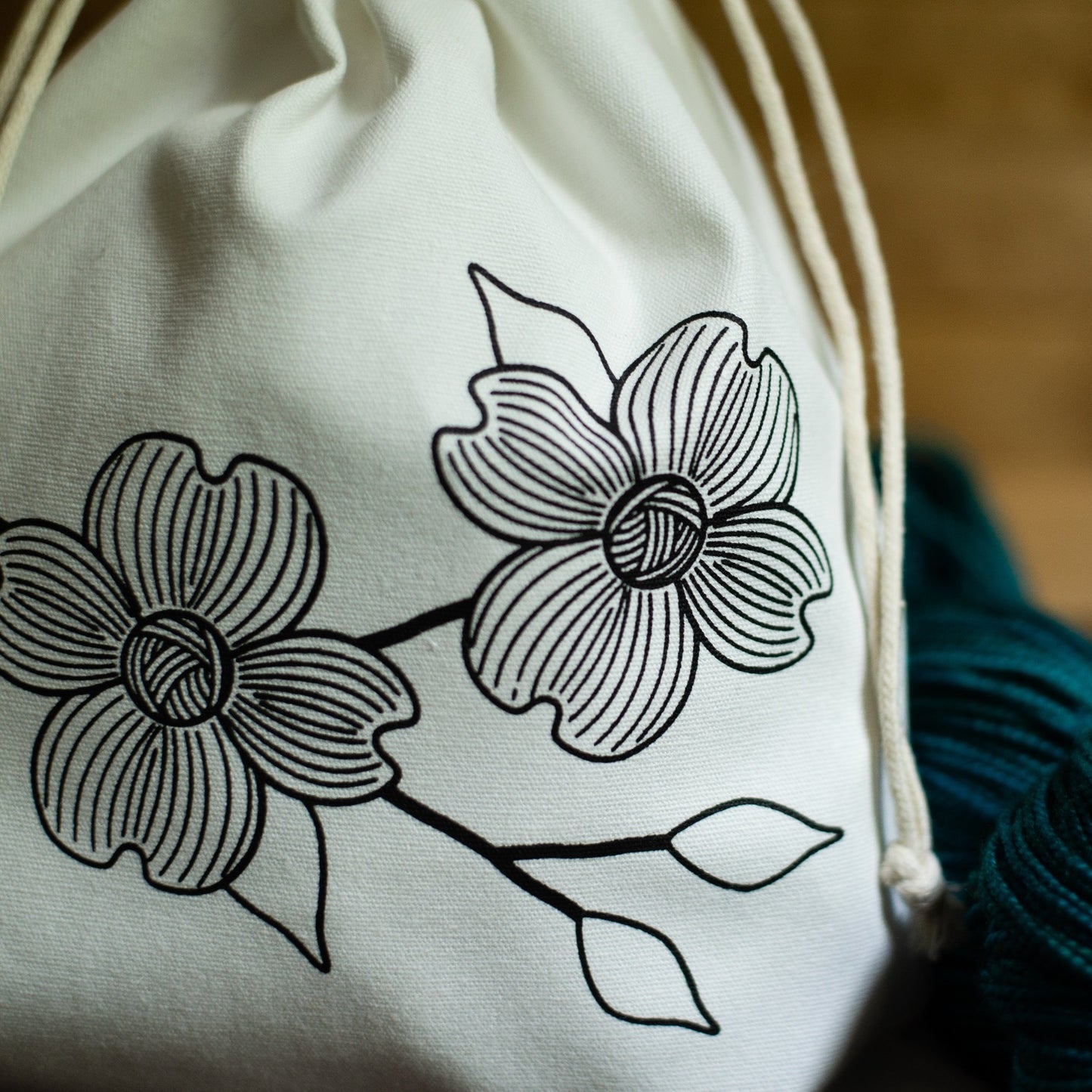 Dogwood Branch Small Cotton Project Bag