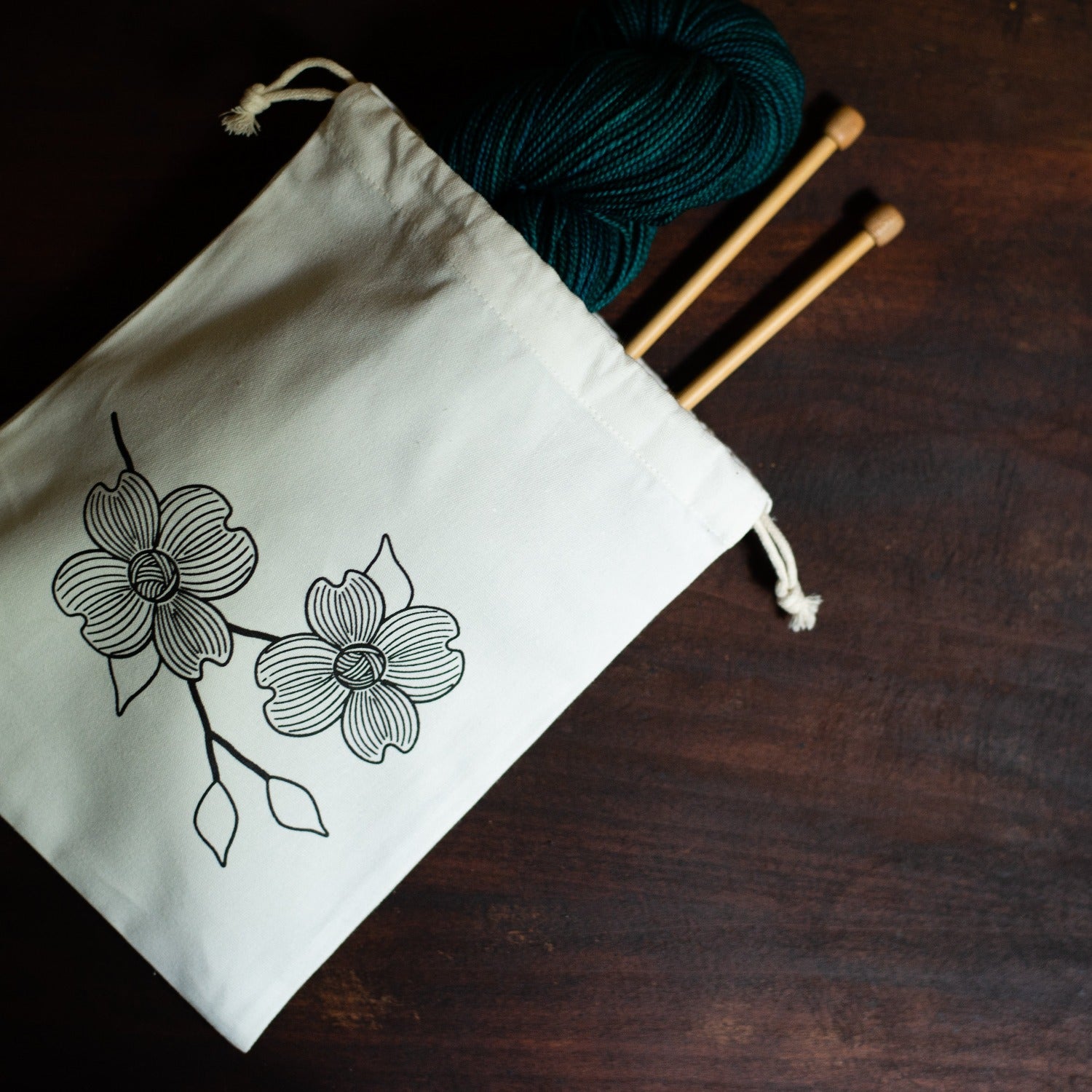 Dogwood Branch Small Cotton Project Bag