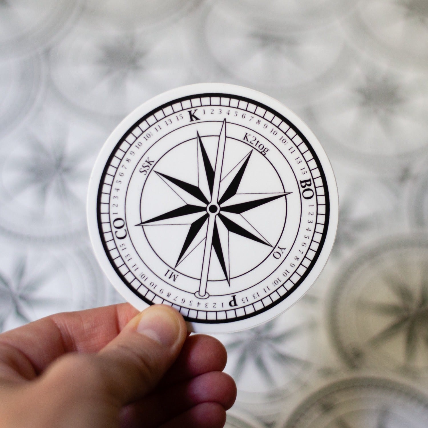 Compass knitting sticker