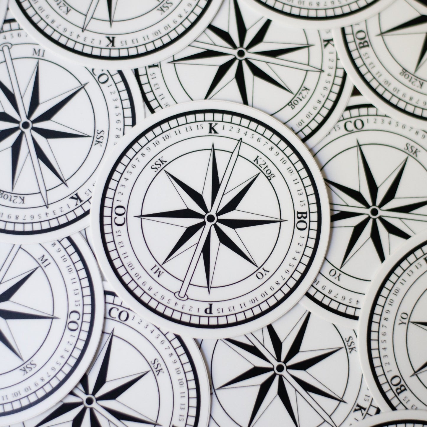 Compass knitting sticker