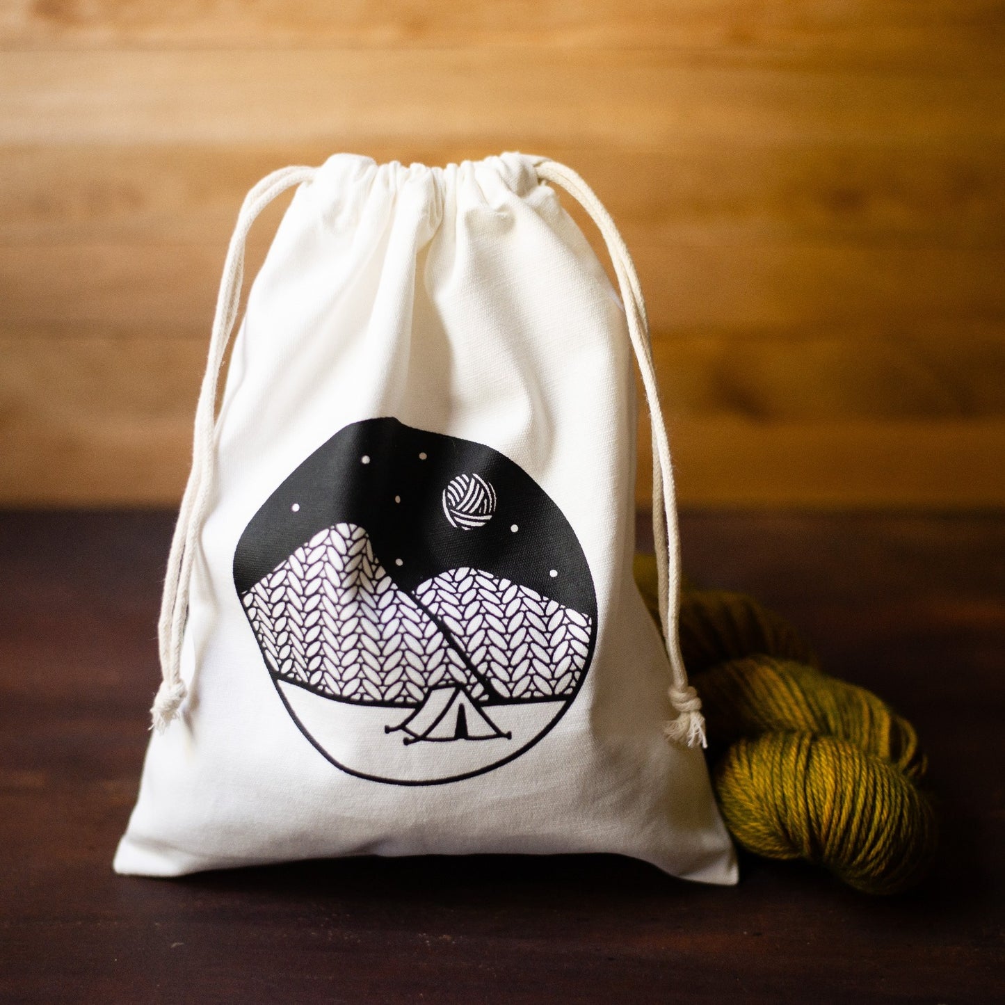 cotton drawstring knitting project bag