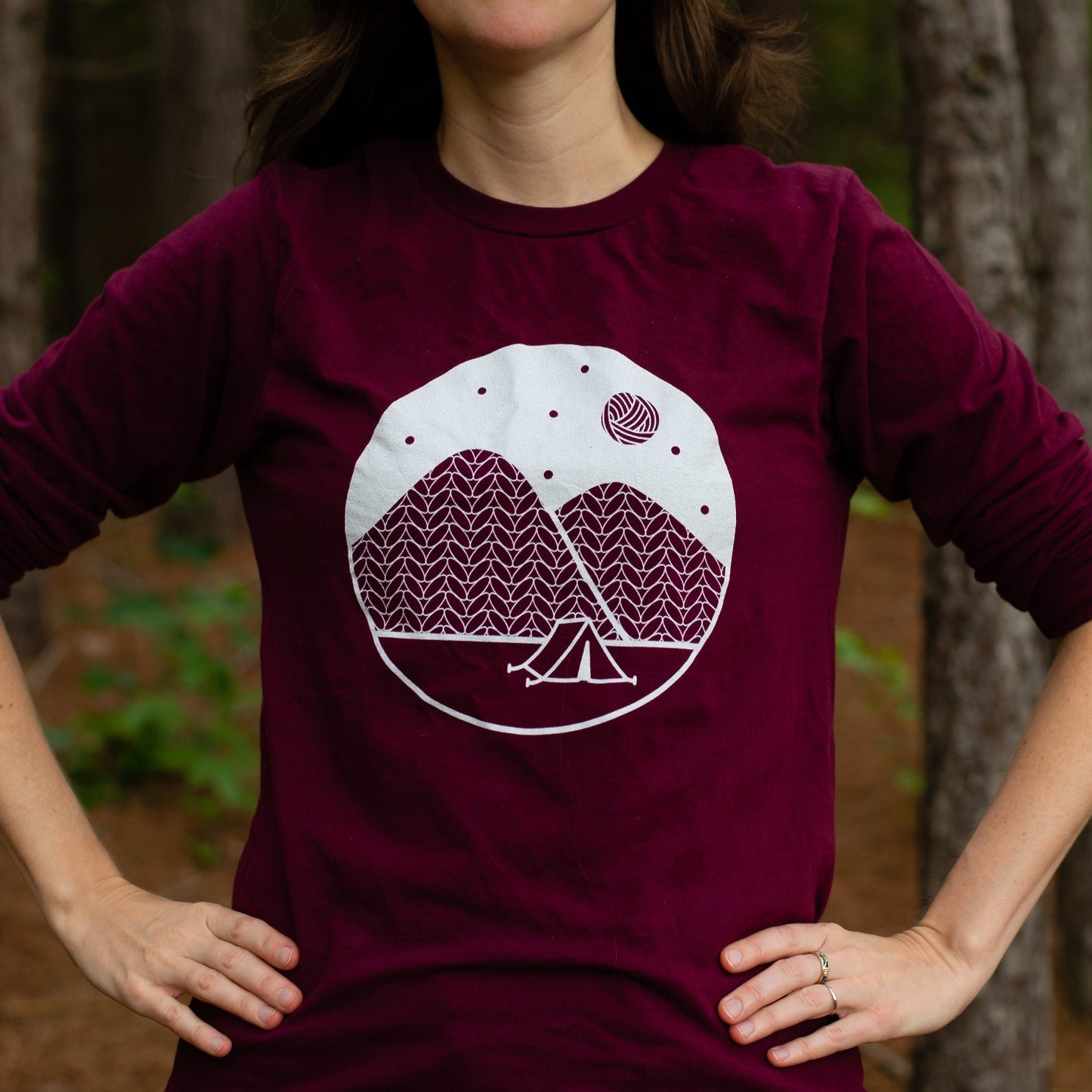Camping long sleeve t-shirt for knitters
