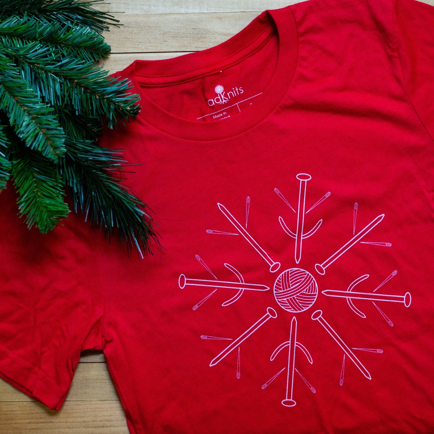 holiday knitting t-shirt for women by adKnits