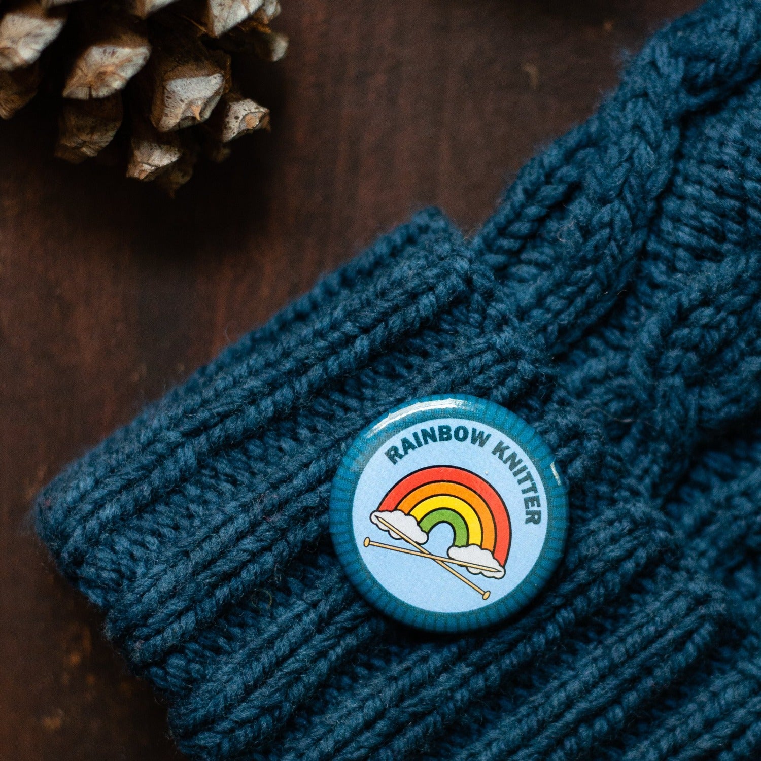 Rainbow Knitter Merit Badge Pin