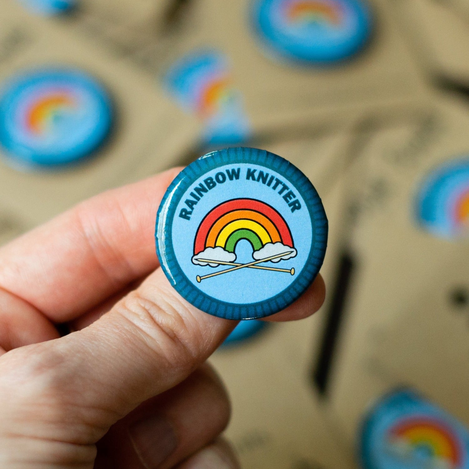 Rainbow Knitter Merit Badge Pin