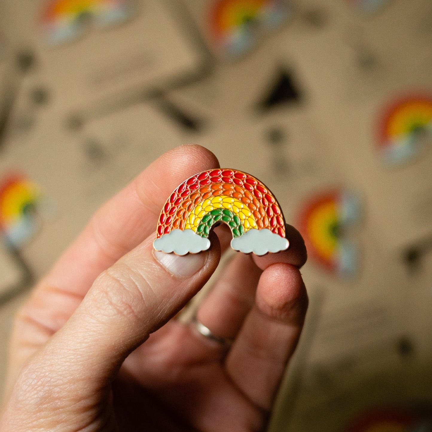 Rainbow Enamel Knitting Pin
