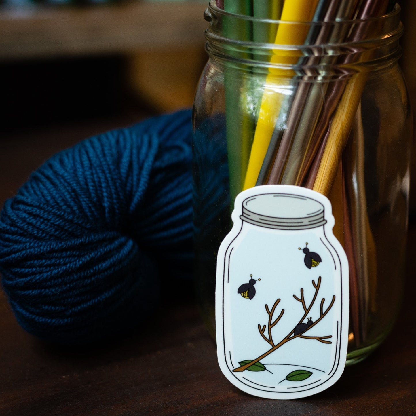 Firefly Jar Knitting Sticker