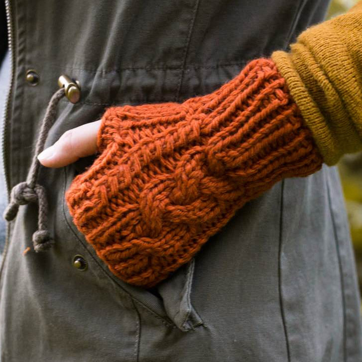 chunky cable fingerless mitten knitting pattern