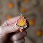 Campfire knitting enamel pin