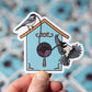 Chickadee birdhouse sticker