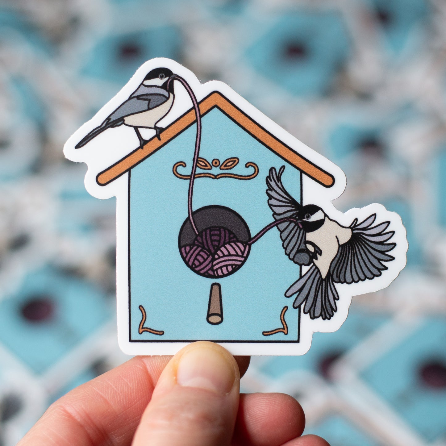Chickadee birdhouse sticker