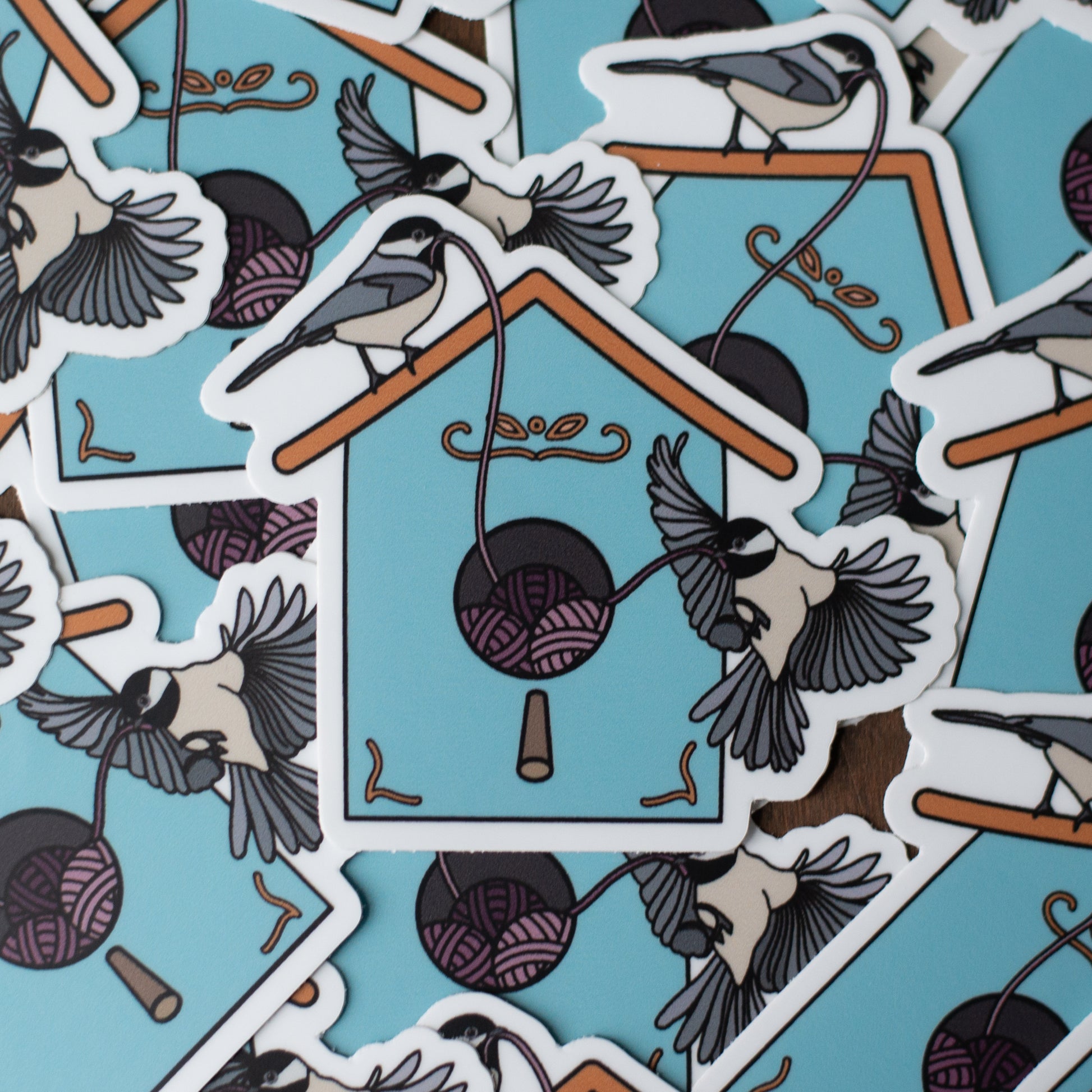 Chickadee birdhouse sticker